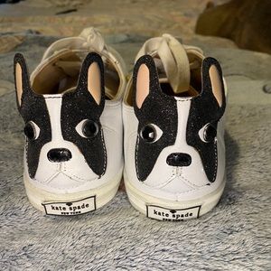 Kate spade white French bulldog sneakers shoes 8